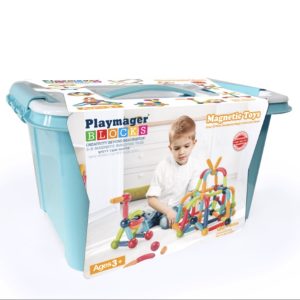 משחק הרכבה מקלות וכדורים מגנטי 120 חלקים Playmager
